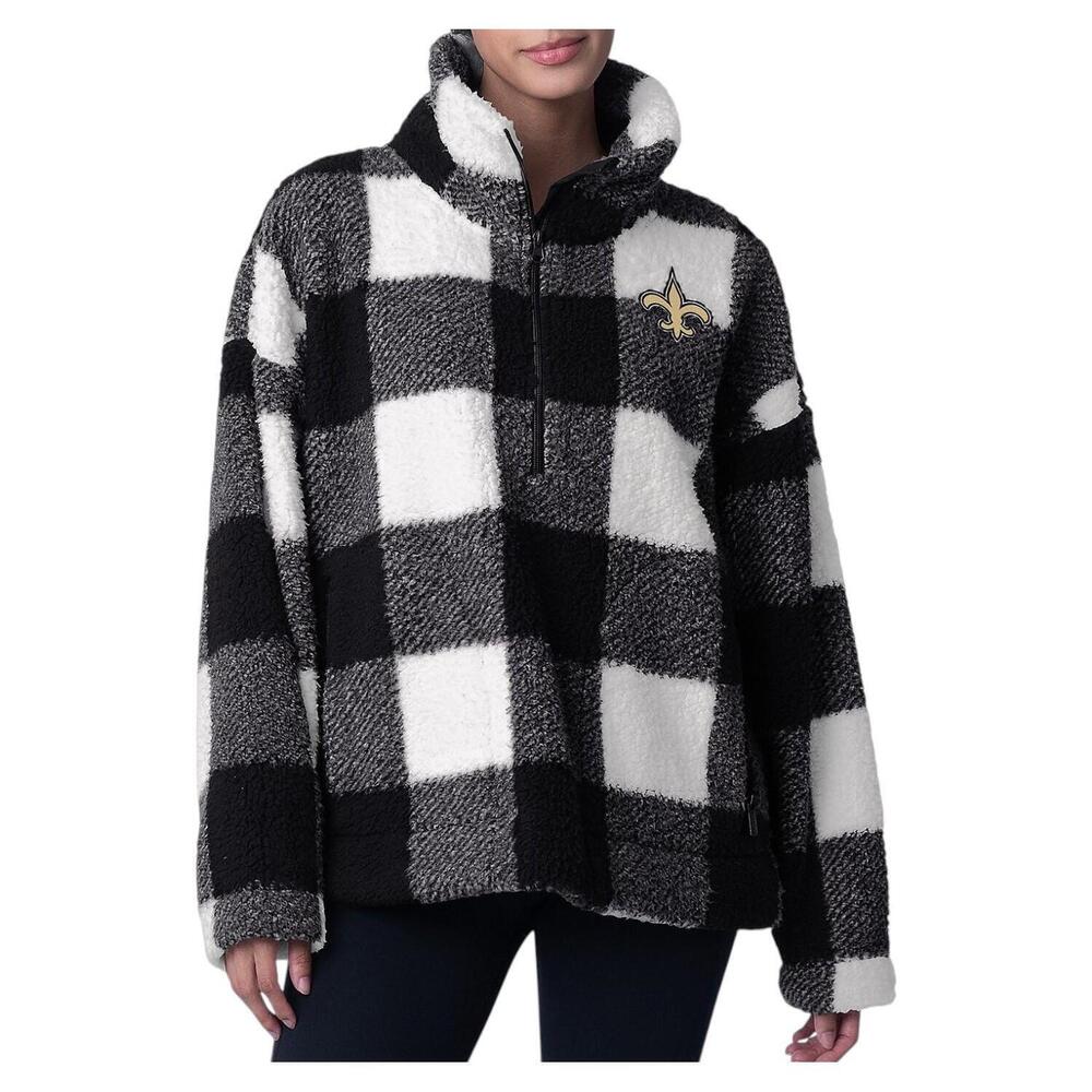 NFL Women's Buffalo Plaid Half Zip Pullover Saints - Regular